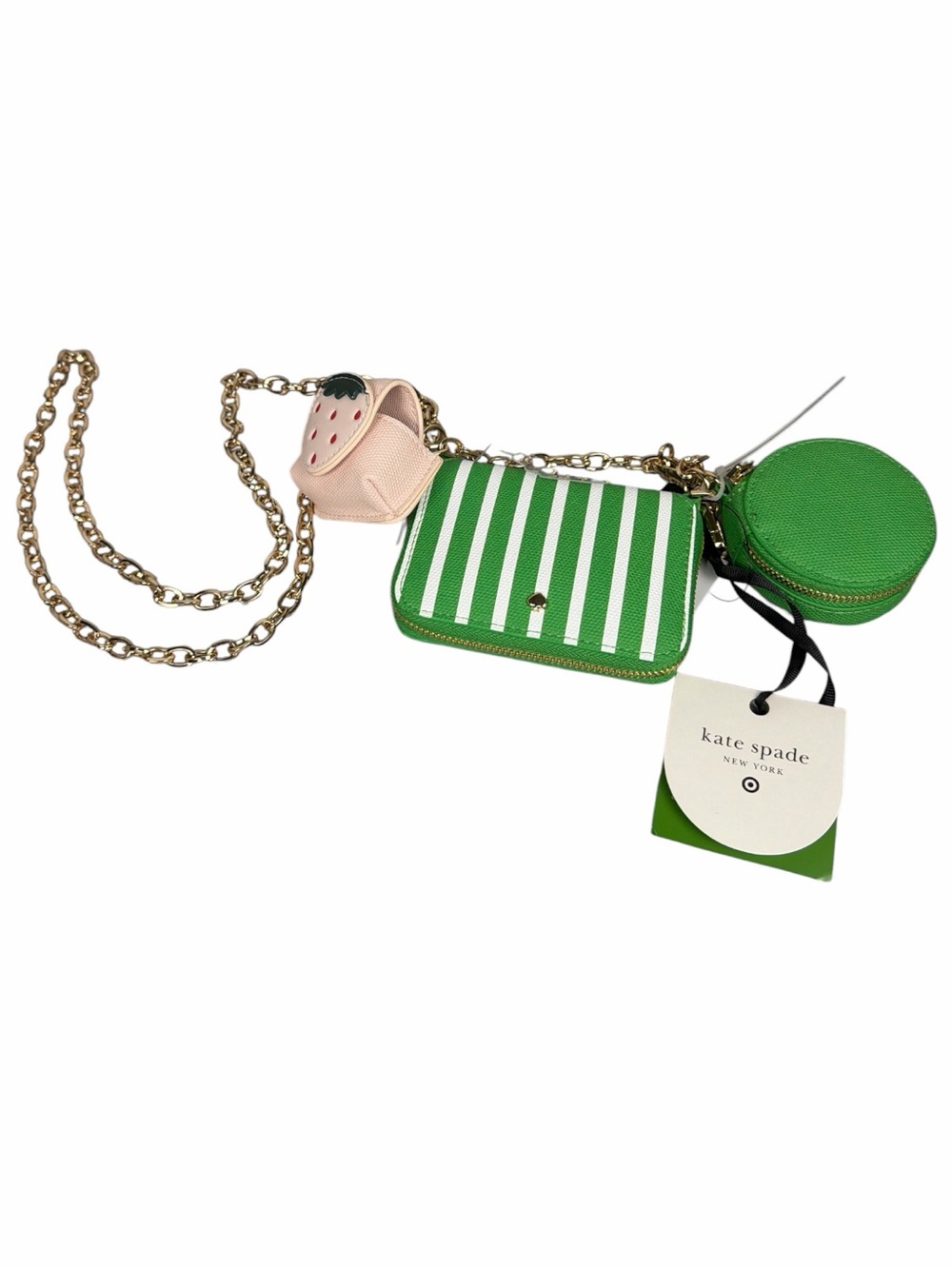 Kate Spade x Target Green Stripe Mini Crossbody Wallet Pouch Set NWT - Picture 5 of 8